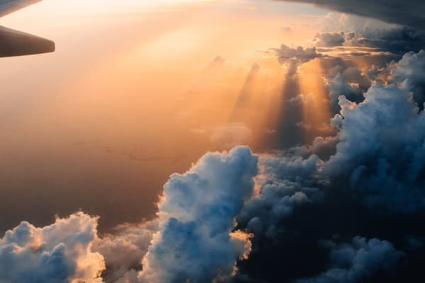 Aerial view from airplane window